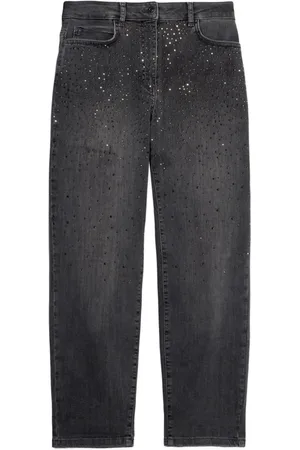 Oltre Jeans, Dames, Grijs, 2Xl, Denim, Reguliere jeans met strassapplicaties