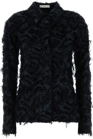 CO Blouses & Shirts, Dames, Blauw, XS, Leer, Aansluitend Overhemd voor Mannen