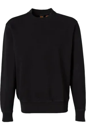 HUGO BOSS Sweatshirts & Hoodies, Heren, Zwart, XL, Katoen, Katoenen Sweatshirt met lange mouwen en ronde hals