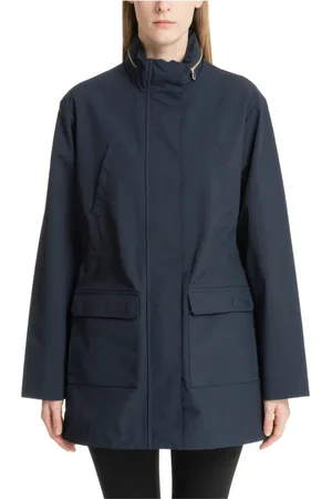 EA7 Jassen, Dames, Blauw, S, Effen Jas met Knopen en Rits