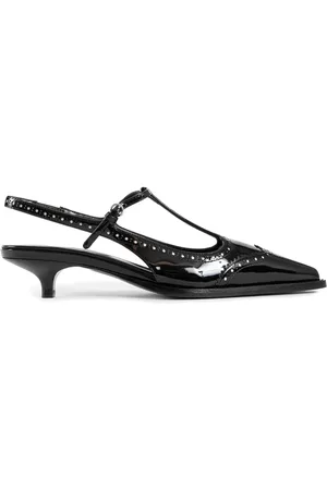 Miu Miu Schoenen, Dames, Zwart, 38 EU, Zwarte leren slingback pumps