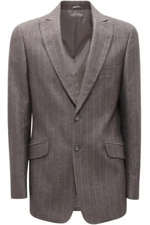 Roberto Cavalli Jassen, Heren, Grijs, L, Wol, Pinstripes Wollen Pak Made in Italy