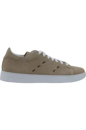 Kiton Schoenen, Heren, , 41 EU, Suède, Leren Sneakers met Zijdetails