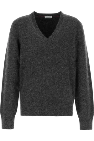 Salvatore Ferragamo Truien, Heren, Grijs, L, Nylon, Alpaca V Neck Gebreide Trui