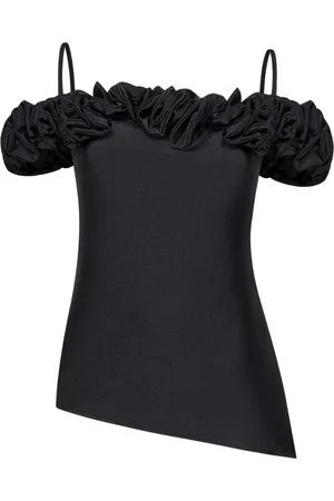 COPERNI Tops, Dames, Zwart, S, Zwart Bootnek Ruffle Top