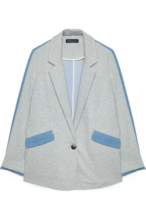 Fiorella rubino Jassen, Dames, Grijs, 4Xl, Denim, Blazer gemaakt van sweatshirtstof en denim
