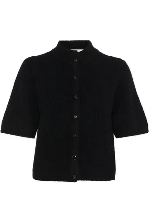 Gestuz Truien, Dames, Zwart, M, Zwarte korte cardigan met hoge hals
