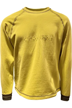 C.P. Company Tops, Heren, Groen, XL, Katoen, Diagonaal Sweatshirt, Geelgroene Contrasterende Stiksels