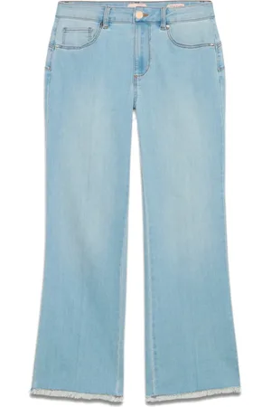Oltre Jeans, Dames, Blauw, XL, Katoen, Stone-washed jeans met lichte flare