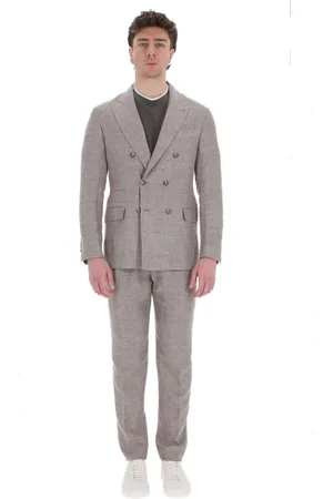 Brunello Cucinelli Pakken, Heren, Grijs, L, Wol, Elegante Duifgrijze Linnen-Wol-Zijde Jurk