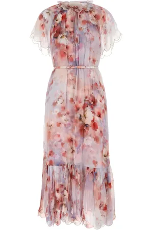 ZIMMERMANN Kleedjes, Dames, Veelkleurig, XS, Flutter Midi Jurk voor Vrouwen