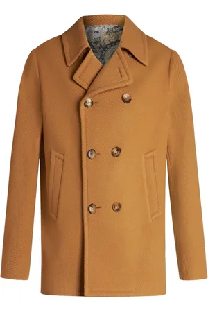 Etro Mantels, Heren, Bruin, M, Paisley Peacoat Camel