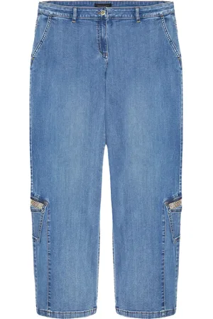 Fiorella rubino Jeans, Dames, Blauw, 6Xl, Katoen, Cargo jeans met regular fit met applicaties