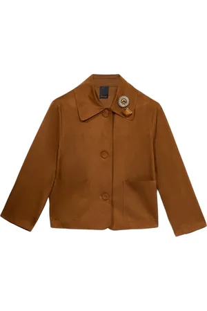 Oltre Jassen, Dames, Bruin, L, Elegante jas met sieradenbroche
