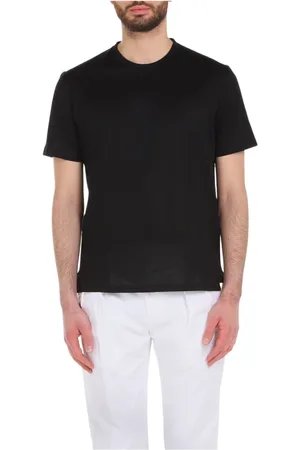 Paolo Pecora Tops, Heren, Zwart, 2Xl, T-shirt in filo
