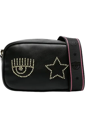 Chiara Ferragni Tassen, Dames, Zwart, ONE Size, Leer, Schoudertas van Eco-leer met Voorlogo