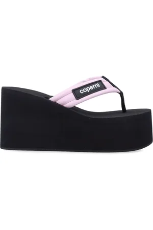 COPERNI Schoenen, Dames, Zwart, 38 EU, Zwarte sleehak sandalen met logo applicatie