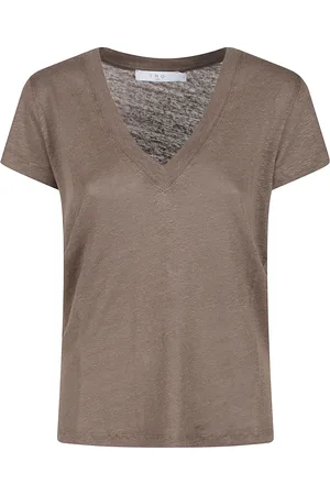 IRO Tops, Dames, Bruin, M, Linnen, Western Style Graphic Tee