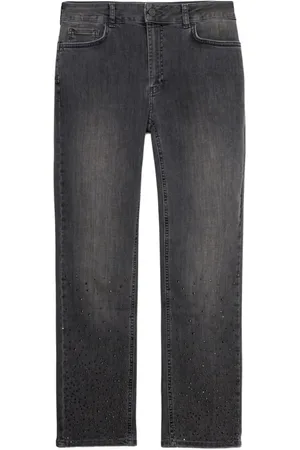 Oltre Jeans, Dames, Grijs, 3Xl, Denim, Reguliere jeans met decoratieve studs