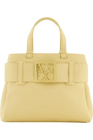 Armani Exchange Tassen, Dames, Geel, ONE Size, Leer, Gele Handtas met Logodetail