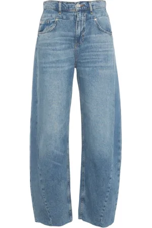 Liu Jo Jeans, Dames, Blauw, W27, Katoen, Blauwe Barrel Leg Jeans Franje Zoom