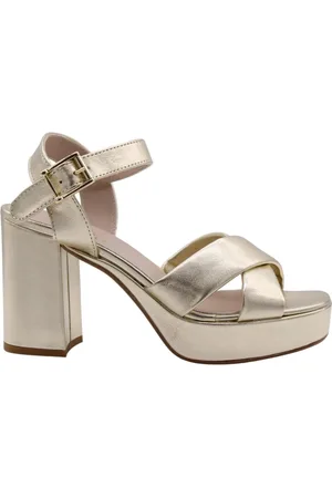 E mia Schoenen, Dames, Geel, 37 EU, Stijlvolle Sandaal met Udzung Detail