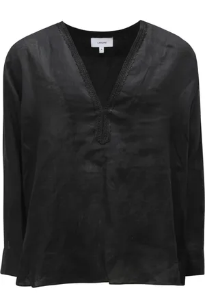 LARDINI Tops, Heren, Zwart, M, Linnen, Linnen Overhemd Made in Italy