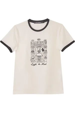 Karl Lagerfeld Tops, Dames, Wit, M, Katoen, aansluitend t-shirt