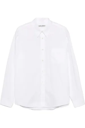 OUR LEGACY Overhemden, Heren, Wit, S, Katoen, Witte Gehaakte Weef Box Shirt