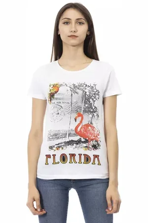 Trussardi Tops, Dames, Wit, XL, Katoen, Elegante witte korte mouw T-shirt