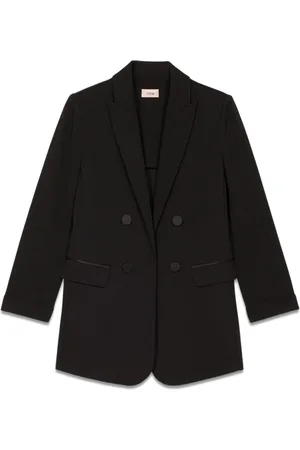 Oltre Jassen, Dames, Zwart, XL, Leer, Dubbelrijige blazer met effect