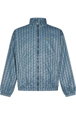 Lacoste Jassen, Heren, Blauw, 2Xl, Blauwe Monogramjas met Krokodillenpatch