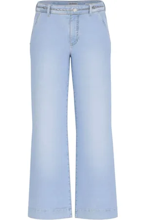 Guess Jeans, Dames, Blauw, W25, Denim, Trendy Wide Leg Cropped Jeans