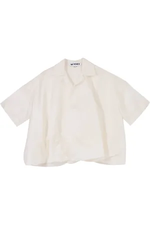 SUNNEI Blouses & Shirts, Dames, Wit, S, Organza, Puffy Zijden Polo Shirt