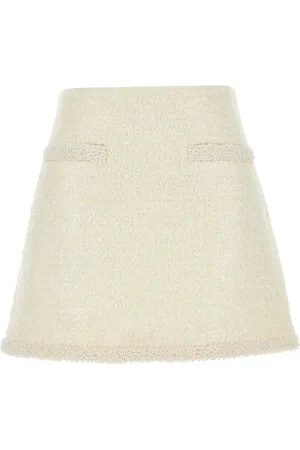 Self-Portrait Rokken, Dames, , M, Polyester, Crème Bouclé Parel Trim Mini Rok