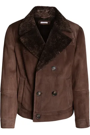 Brunello Cucinelli Jassen, Heren, Bruin, L, Stijlvolle Halve Borstjas