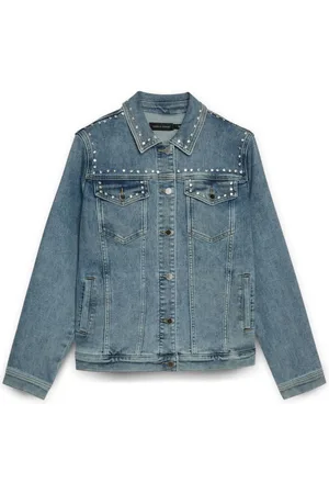 Fiorella rubino Jassen, Dames, Blauw, 3Xl, Spijkerjasje met borduursel