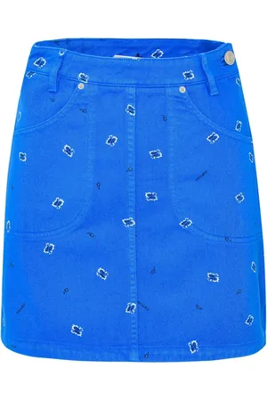 Kenzo Rokken, Dames, Blauw, S, Katoen, Blauwe Katoenen Mini Rok