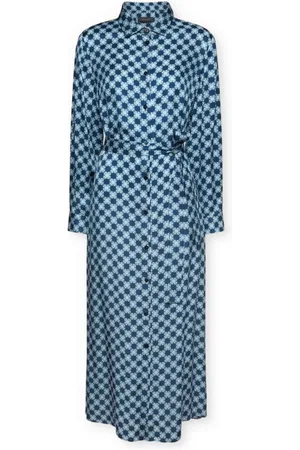 Elena Miro Kleedjes, Dames, Blauw, XL, Overhemdjurk met monogram