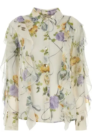 BLUMARINE Blouses & Shirts, Dames, Veelkleurig, S, Gedrukte Crepon Shirt