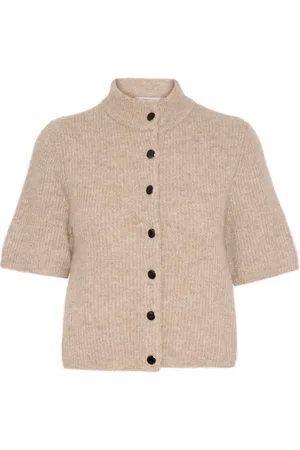 Gestuz Truien, Dames, , L, Korte Vest met Hoge Hals en Knopen