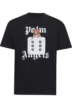 Palm Angels Tops, Heren, Zwart, XL, Katoen, Pin Up Print Zwart T-shirt