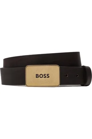 HUGO BOSS Accessoires, Heren, Bruin, 100 CM, Leren Riem met Logogesp