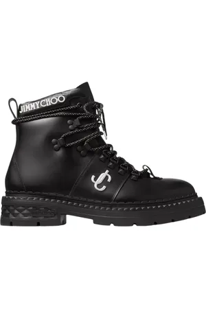 Jimmy Choo Schoenen, Heren, Zwart, 42 EU, Leer, Zwarte leren enkellaarsjes met logo