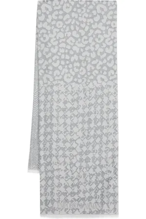 Emporio Armani Accessoires, Dames, Blauw, ONE Size, Polyester, Viscose Sjaal met Rafelige Randen