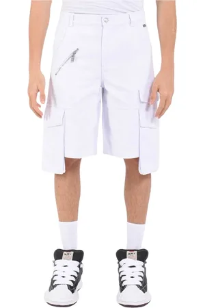 GCDS Korte broeken, Heren, Wit, M, Katoen, Cargo Bermuda shorts in katoen