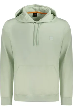 HUGO BOSS Sweatshirts & Hoodies, Heren, Groen, S, Katoen, Groene Hoodie van Katoen met Borduursel