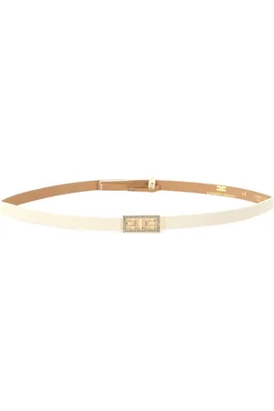 Elisabetta Franchi Accessoires, Dames, Geel, L, Ivoor Dames Riem met Gouden Gesp