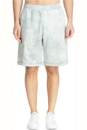 EA7 Korte broeken, Heren, Blauw, M, Polyester, Abstract Multicolor Trekkoord Track Shorts