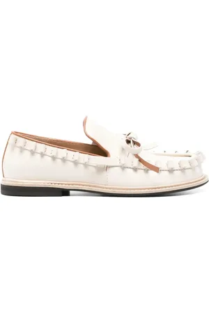 J.W.Anderson Schoenen, Dames, , 38 EU, Leer, Ruffle Loafers met Stijlvol Ontwerp